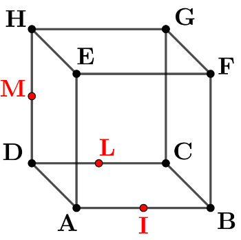 produit scalaire dans l'espace avec un cube